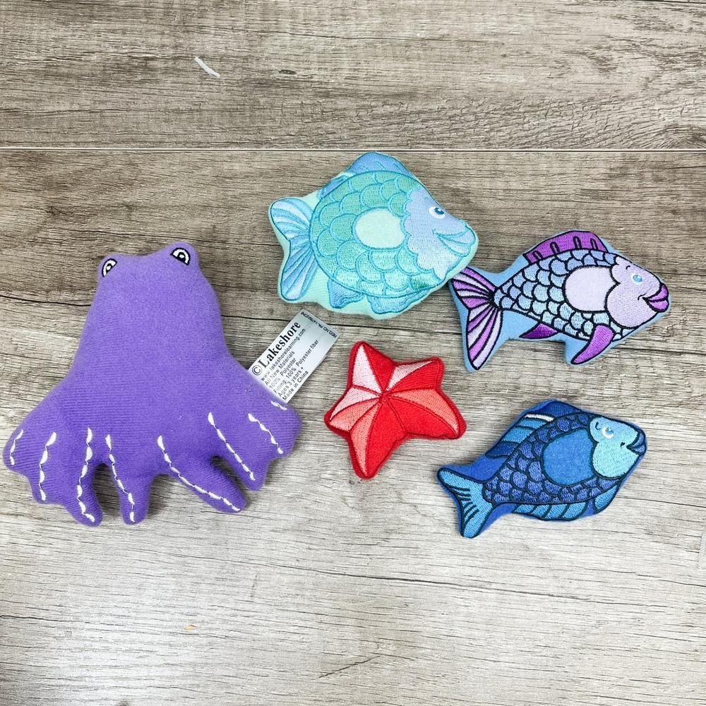 Lakeshore Learning Plush Sea Creature Set Octopus Starfish Fish 5pc Toy